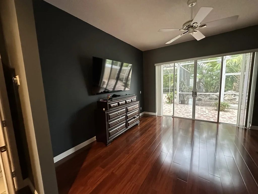 Furnished bedroom after painting and flooring work