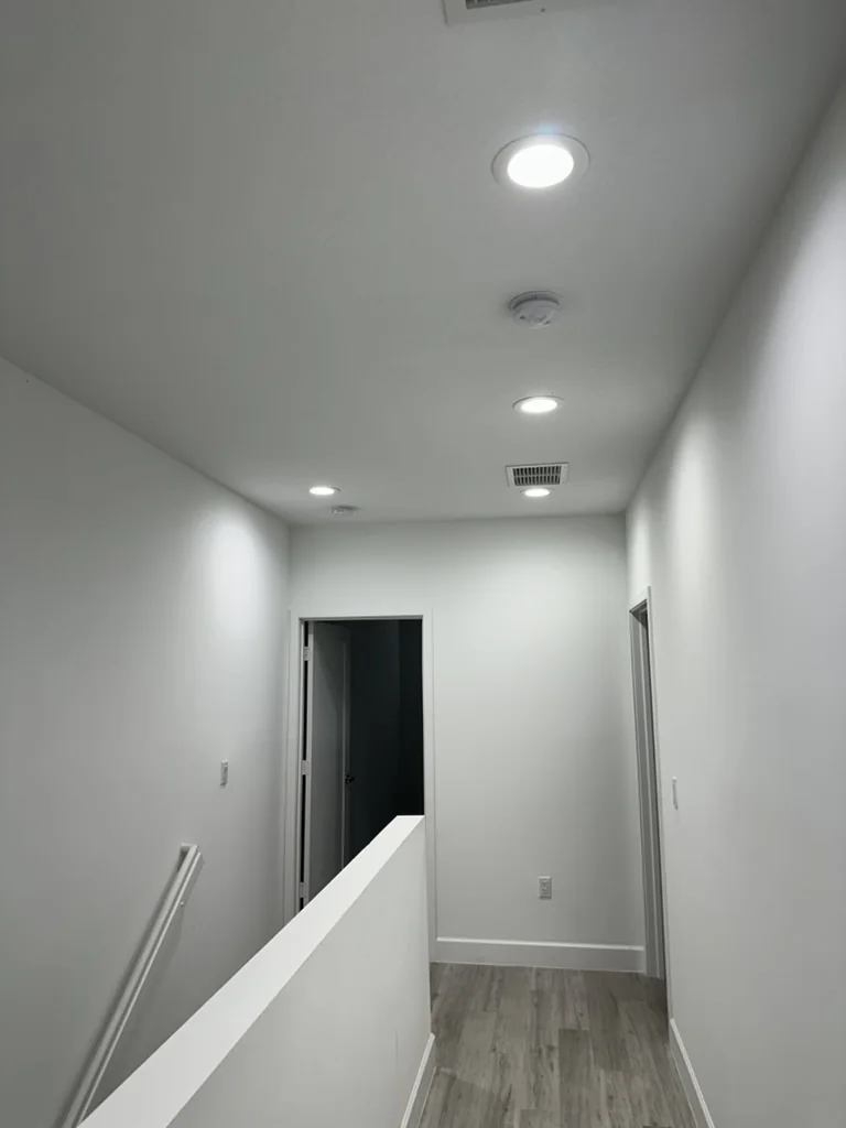 Bright interior hallway after painting